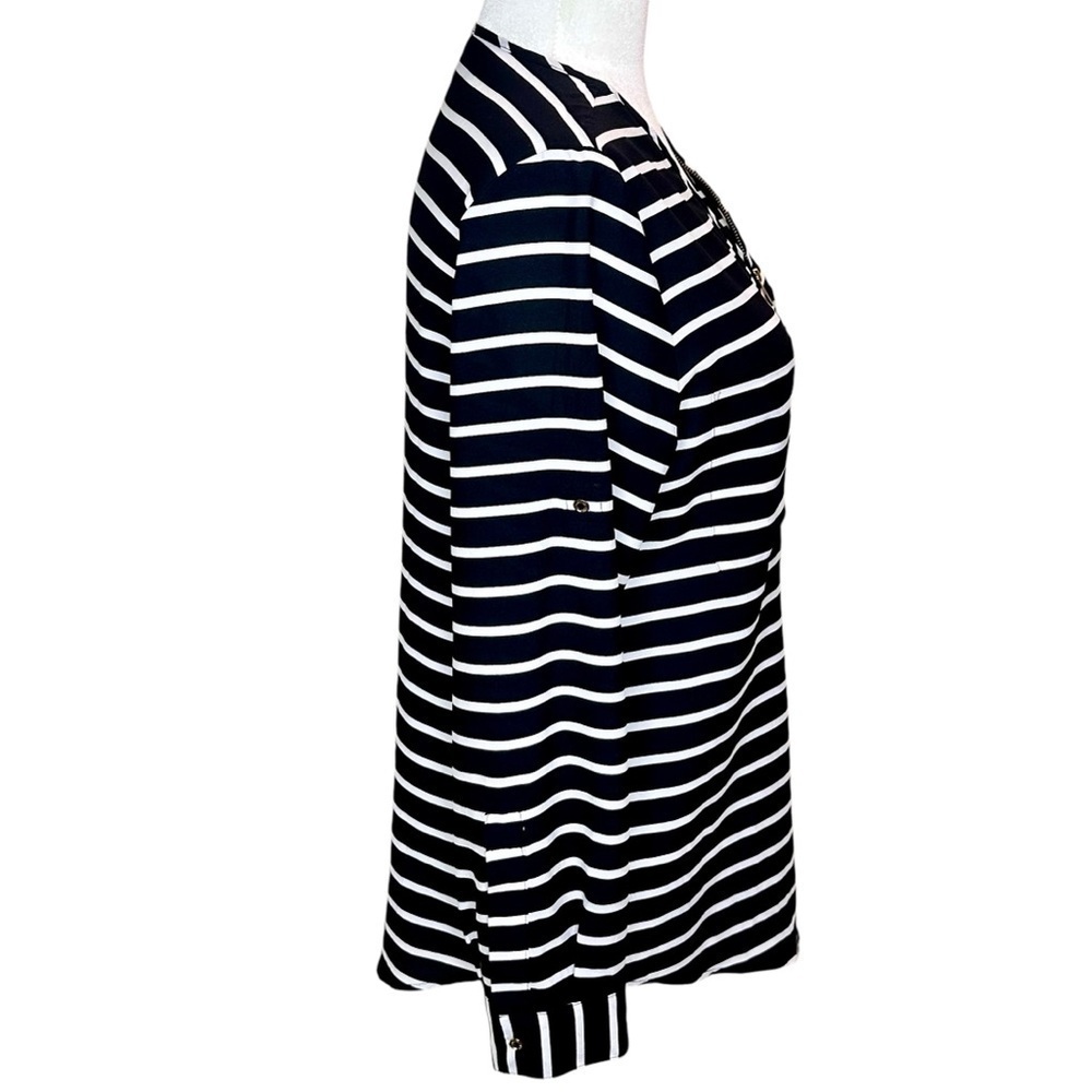 Calvin Klein V Neck Long Sleeve Striped Blouse Size M - Picture 9 of 14